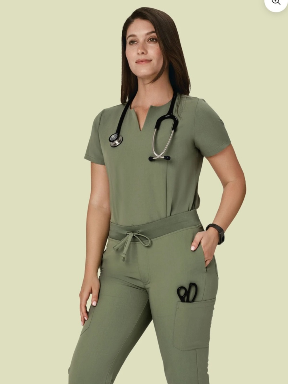 Olive Green Women's Drawstring Scrub Joggers